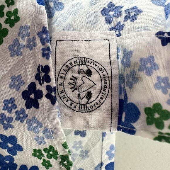 Frank Eileen Shirt Top Womens Medium Blue Floral Ditzy Button Barry Cottage - Picture 12 of 13